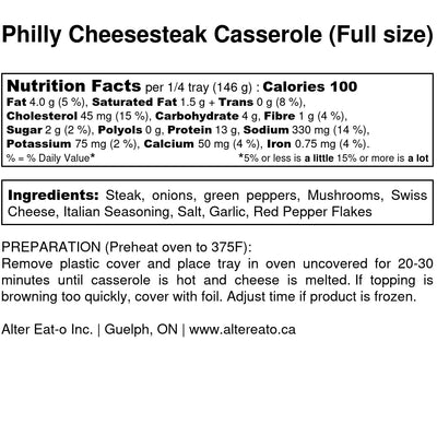 Philly cheesesteak Casserole (1 tray)