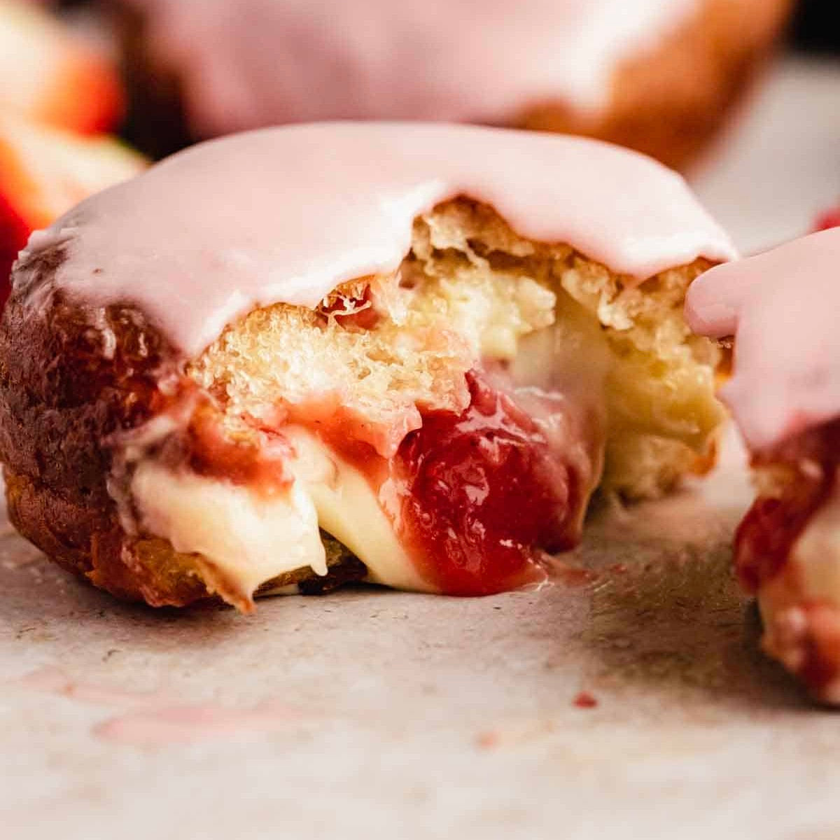 Bismarck Donuts: Raspberry Cookie Crunch (2/order)