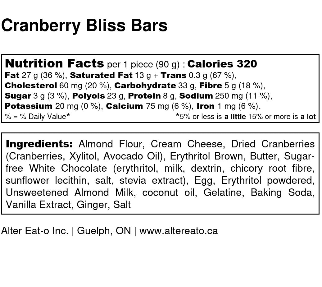Cranberry Bliss Bars (2 servings)