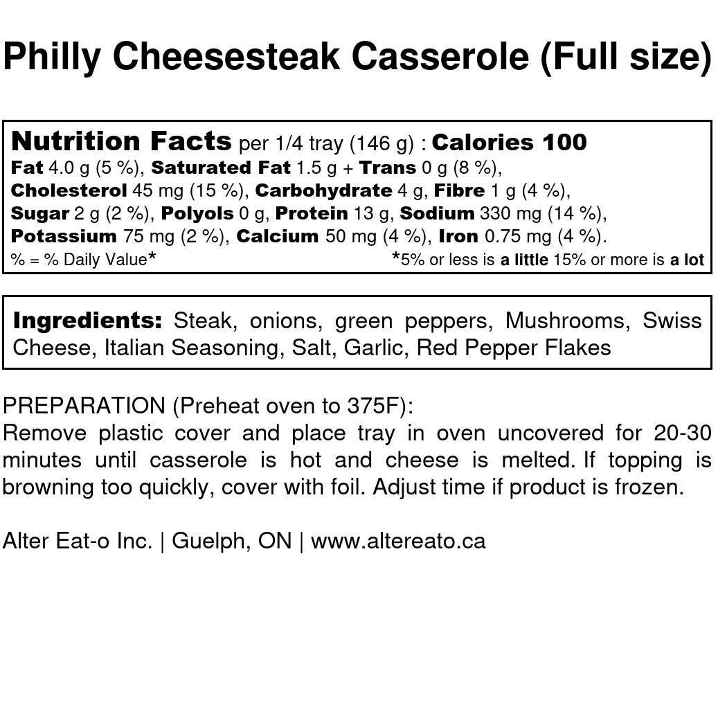 Philly cheesesteak Casserole (1 tray)